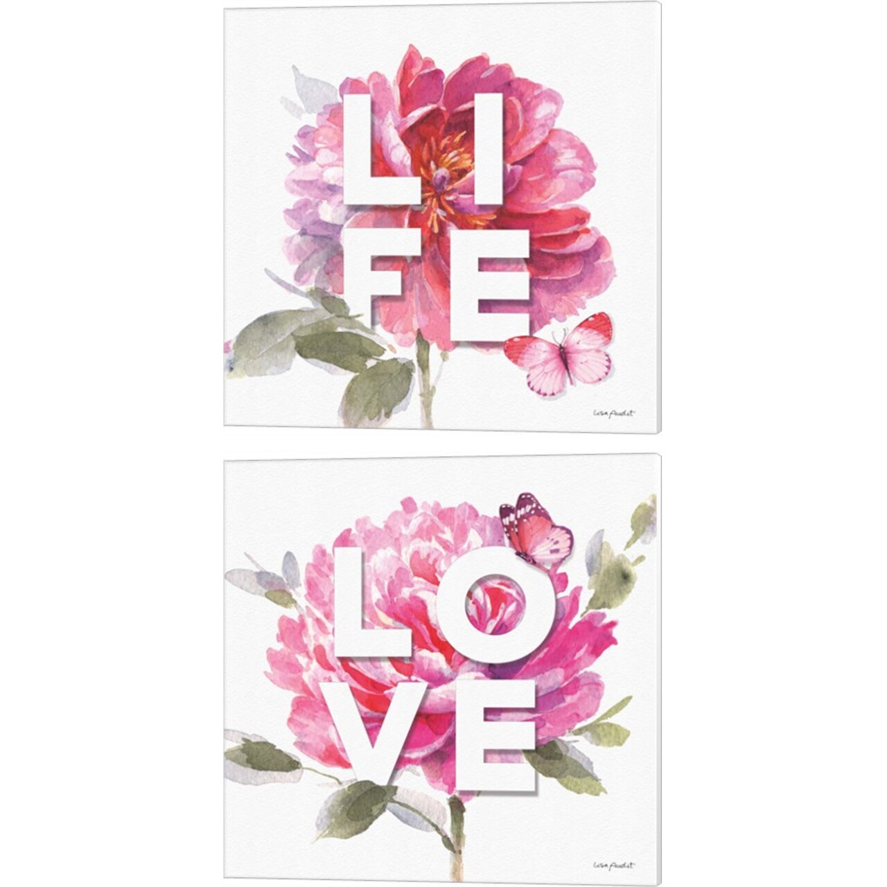 Obviously Pink B by Lisa Audit 14" x 14" Canvas Wall Art (Set of 2)